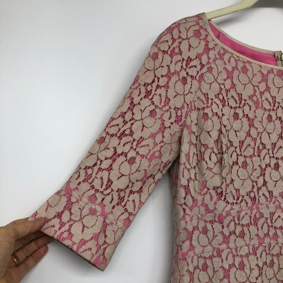 Guess By Marciano Pink Floral Lace Overlay Fit & Flare Date Night Dress 6 - Picture 6 of 16